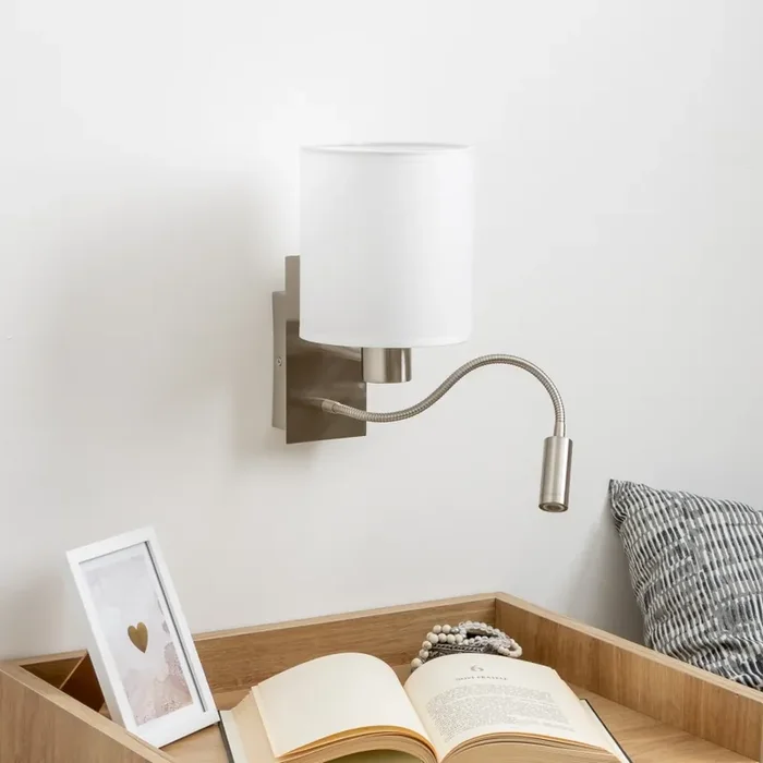 Ab Werk Brilagi – Flexible LED-Wandleuchte NUBILA 1xE27/25W/230V + LED/3W matt Chrom/weiß