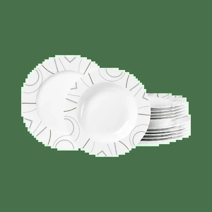 Ab Werk Geschirr-Set Graphic 12-teilig weiss grau braun