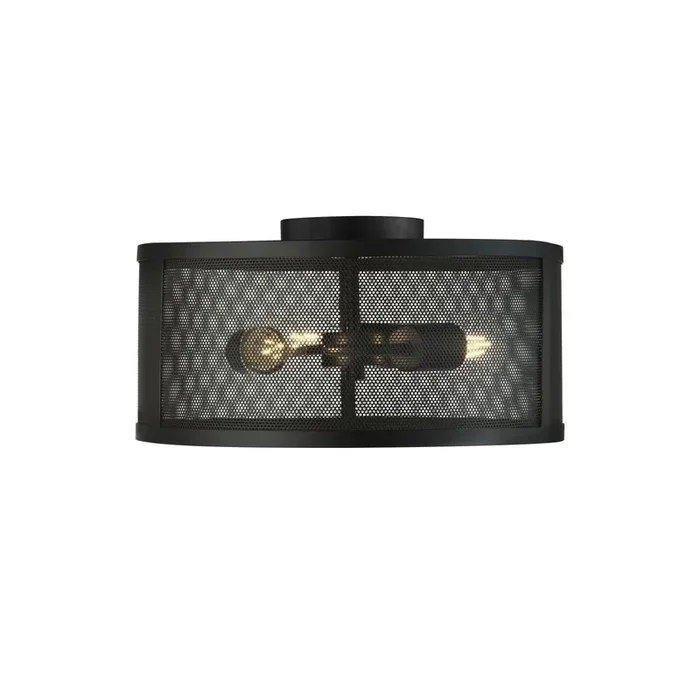 Abverkauf Deckenleuchte Metall rund Ø 45 cm 3x E27 Schwarz Retro