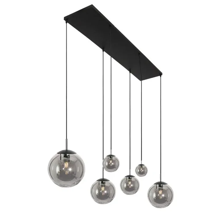 Abverkauf Steinhauer Bollique Pendelleuchte Rauchglas schwarz 6 flammig
