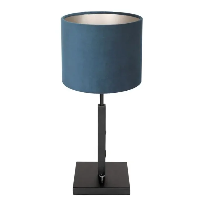 Abverkauf Steinhauer Tischleuchte Stang klein schwarz Schirm Velours blau