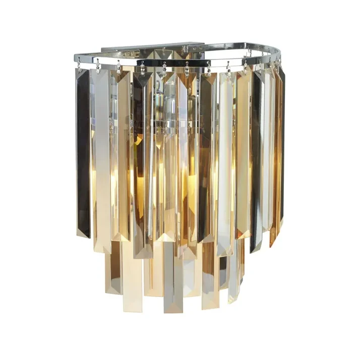 Abverkauf Wandlampe Kristall B: 29 cm Rauchglas Art Déco 2x E14