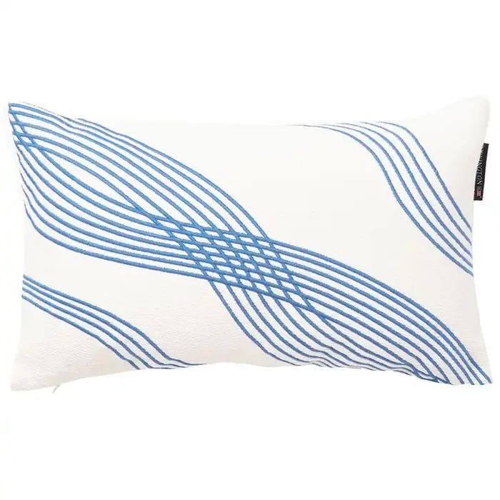 Abverkauf Waves Recycled Heavy Cotton Twill Kissen 30×50 cm, Weiß/Blau