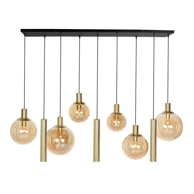 Aktuell Steinhauer Bollique Pendelleuchte Amberglas messing 9 flammig
