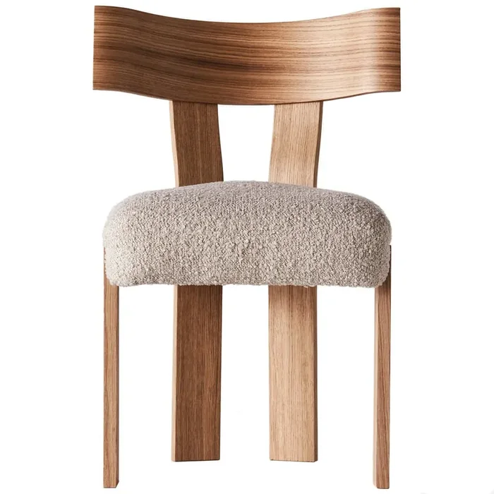Alba Stuhl, Eiche / Bouclé-Stoff Sandfarben Top-Qualität