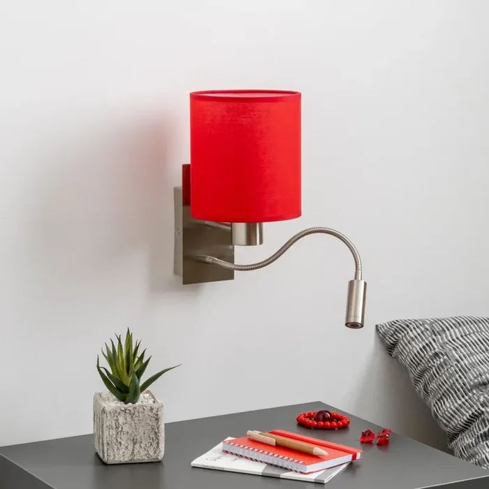 Angebot Brilagi – Flexible LED-Wandleuchte NUBILA 1xE27/25W/230V + LED/3W matt Chrom/rot
