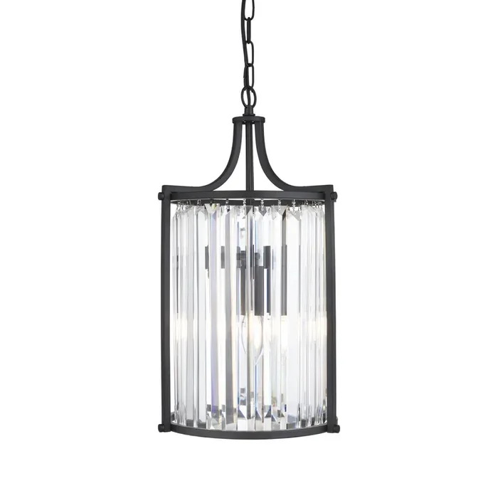Art Déco Pendelleuchte Schwarz Ø 26 cm Kristall 2x E14 Heute Kaufen