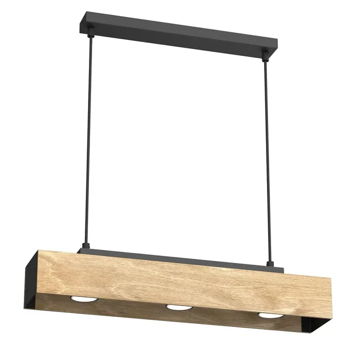 Ausverkauf Hängelampe Holz Metall Schwarz L:57 cm GU10 gemütlich