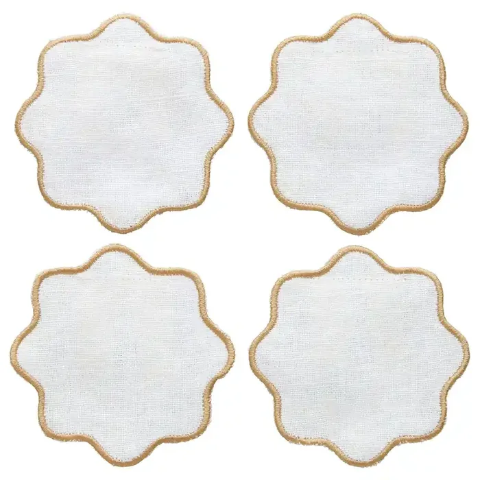 Ausverkauf La Tavola Glasuntersetzer 10×10 cm, Weiß / Beige