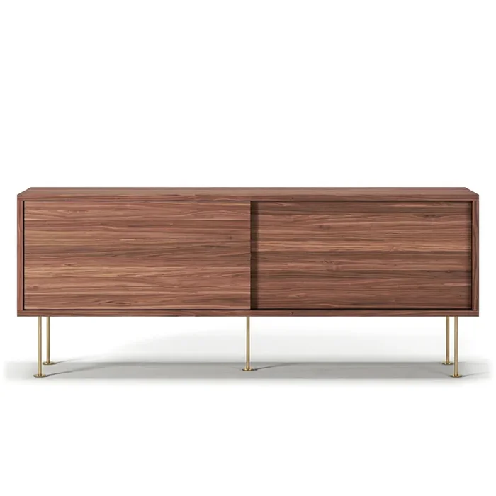 Ausverkauf Vogue Medienbank mit Beinen 136 cm, Walnussfarben / Messing