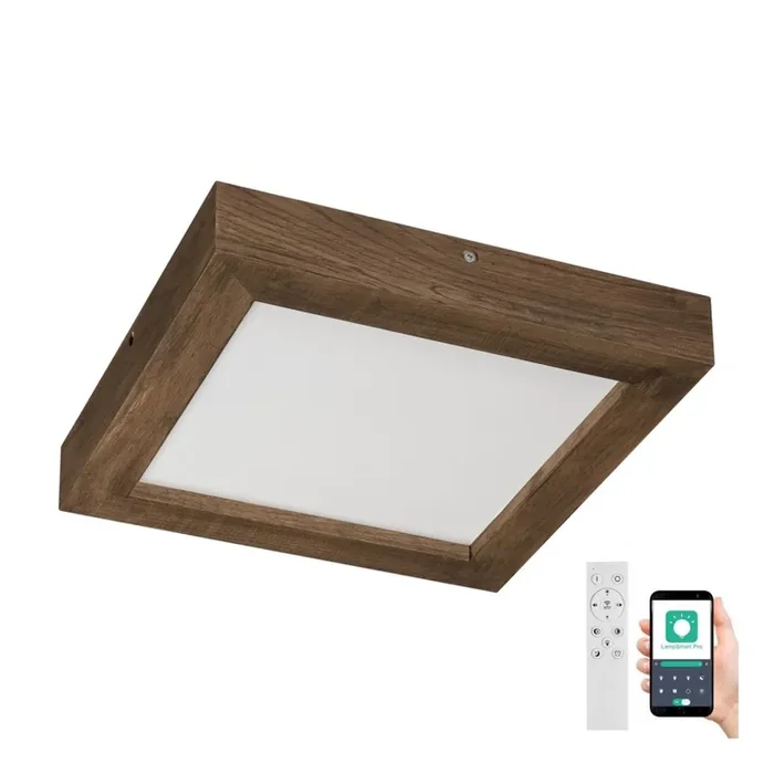 Begrenztes Angebot Brilagi – LED dimmbares Badezimmer-Deckenleuchte WOODY FRAME LED/24W/230V Eiche Nussbaum 30×30 cm 3000-6000K IP44 + Fernbedienung