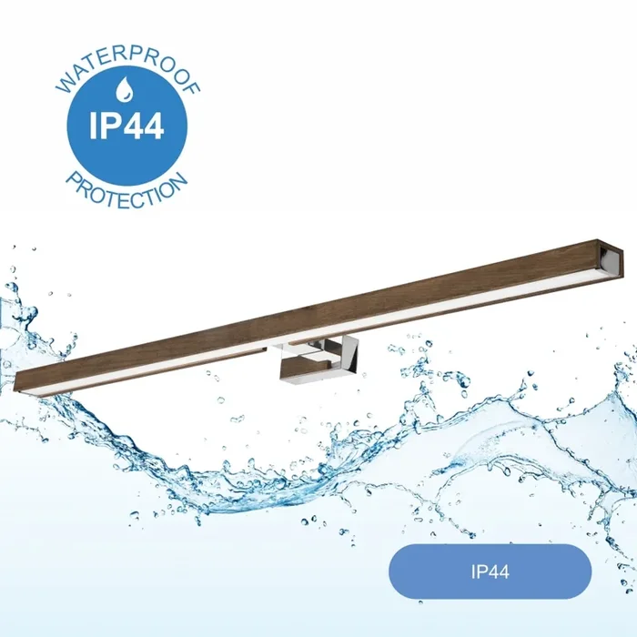 Begrenztes Angebot Brilagi – LED-Spiegelbeleuchtung für Badezimmer WOODY MIRROR LED/15W/230V 90 cm IP44 Eiche Walnuss/glänzendes Chrom