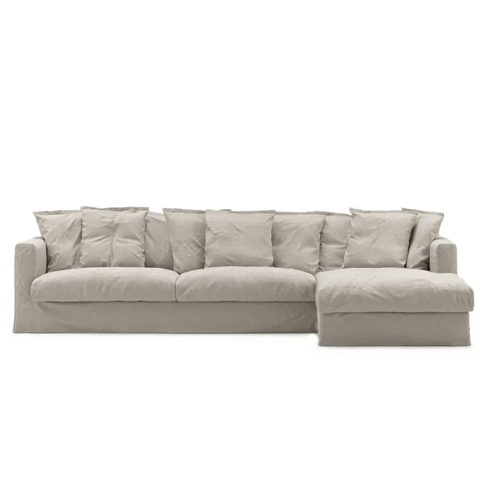 Bezug Für Le Grand Air 3-Sitzer-Sofa Leinen Liege Rechts, Future Grey Echt