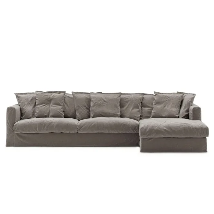 Bezug Für Le Grand Air 3-Sitzer-Sofa Leinen Liege Rechts, Smokey Granite Knallerangebot