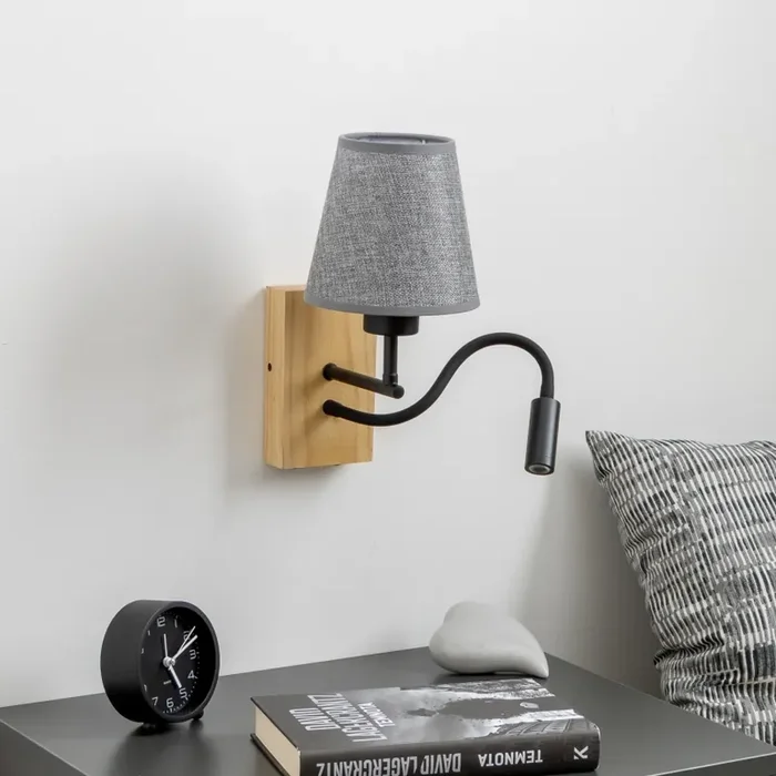 Billig Brilagi – Flexible LED-Wandleuchte NUBILA WOOD 1xE27/25W/230V + LED/3W Eiche/grau