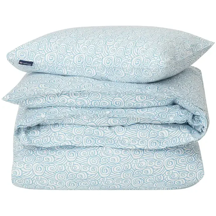 Billig Wave Printed Cotton Sateen Bettwäscheset 150×210 + 50×60 cm, Blau
