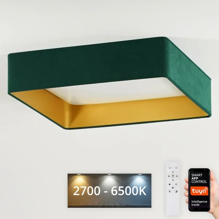 Brilagi – dimmbare LED-Deckenleuchte VELVET SQUARE SMART LED/36W/230V 60×60 cm 2700-6500K Wi-Fi Tuya + Fernbedienung, grün Ausverkauf