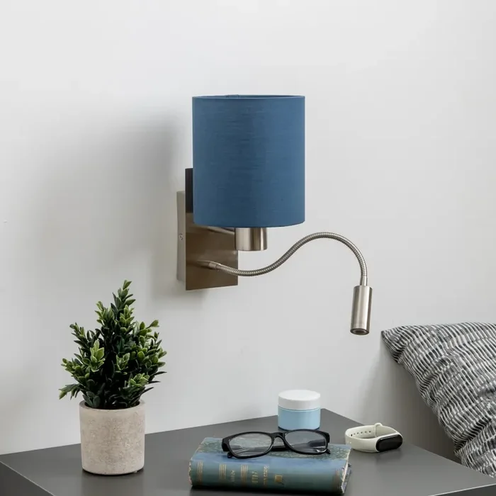 Brilagi – Flexible LED-Wandleuchte NUBILA 1xE27/25W/230V + LED/3W matt Chrom/dunkelblau Wochenendangebot