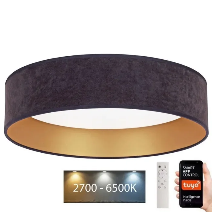 Brilagi – Dimmbare LED-Deckenleuchte VELVET SMART LED/36W/230V d 55 cm 2700-6500K Wi-Fi Tuya grau/golden + Fernbedienung Kostenloser Versand