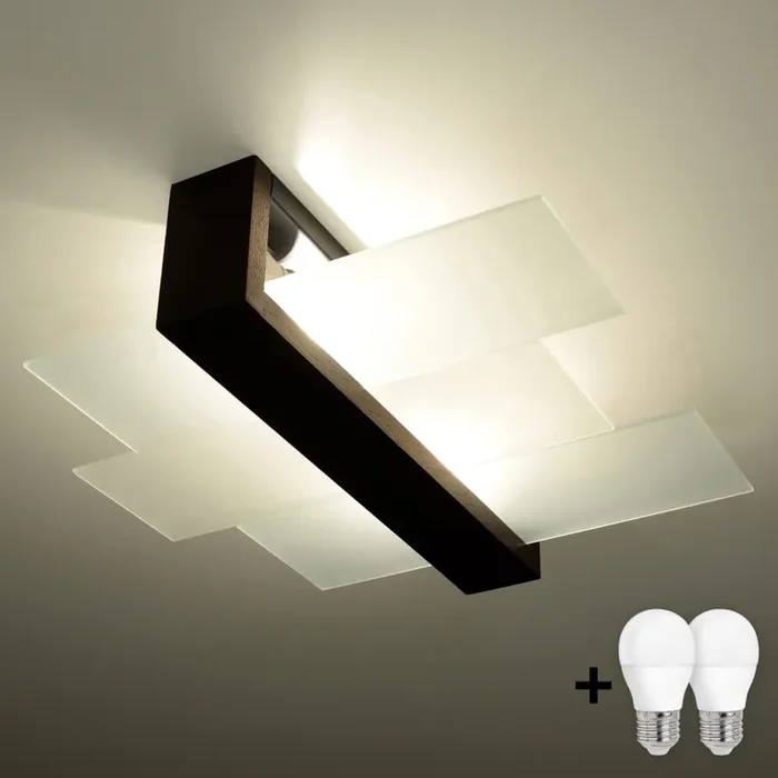 Brilagi -LED-Deckenleuchte HERA 2xE27/7,5W/230V 43×43 cm Wenge Kostenloser Rückversand