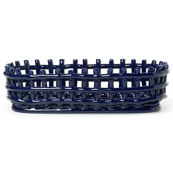 Ceramic Korb Oval, Blau Geprüft
