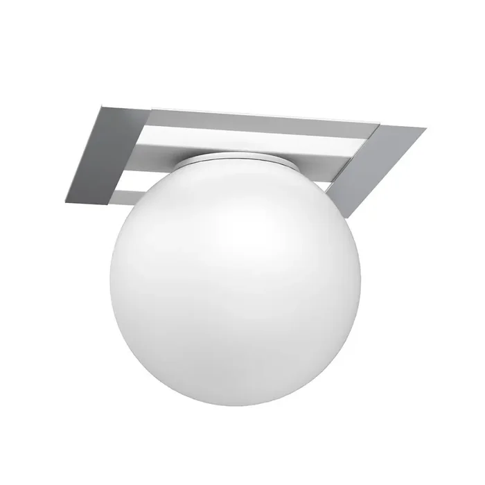 Deckenlampe Glas Metall in Chrom Weiß B:22 cm E27 Kugel Markenware