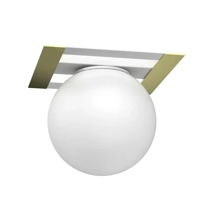 Deckenlampe Glas Metall in Weiß Gold B:22 cm E27 Kugel Jetzt Kaufen