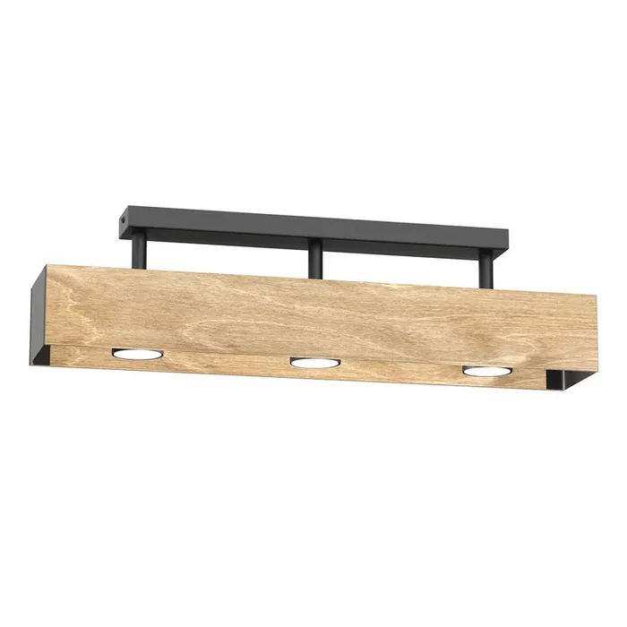 Deckenlampe Holz Metall Schwarz L:57 cm GU10 gemütlich Angebot
