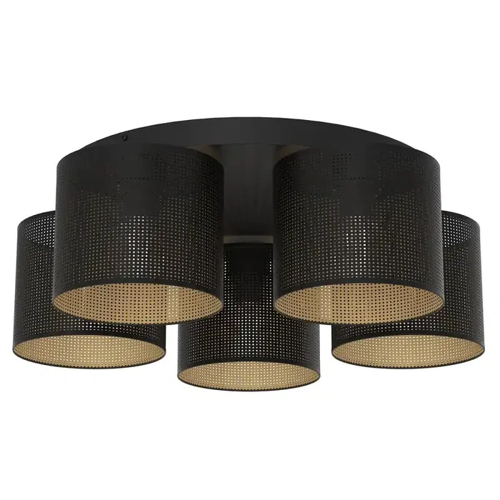 Deckenlampe Metall Ø58 cm E27 5-flmg Loft Schwarz Gold Neue Ware