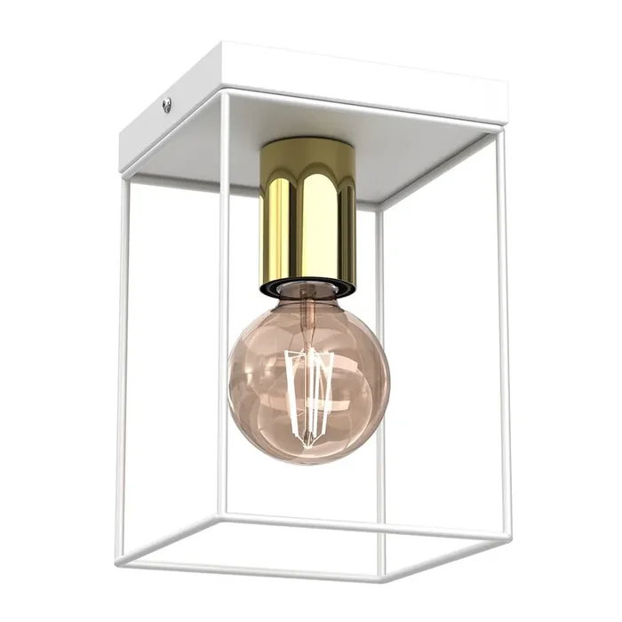 Deckenlampe Metall Weiß Gold B:14 cm E27 Industrial Neu Im Sortiment