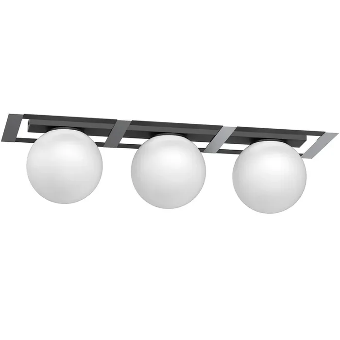 Deckenleuchte Glaskugeln Schwarz Weiß Chrom E27 L:70 cm Abverkauf