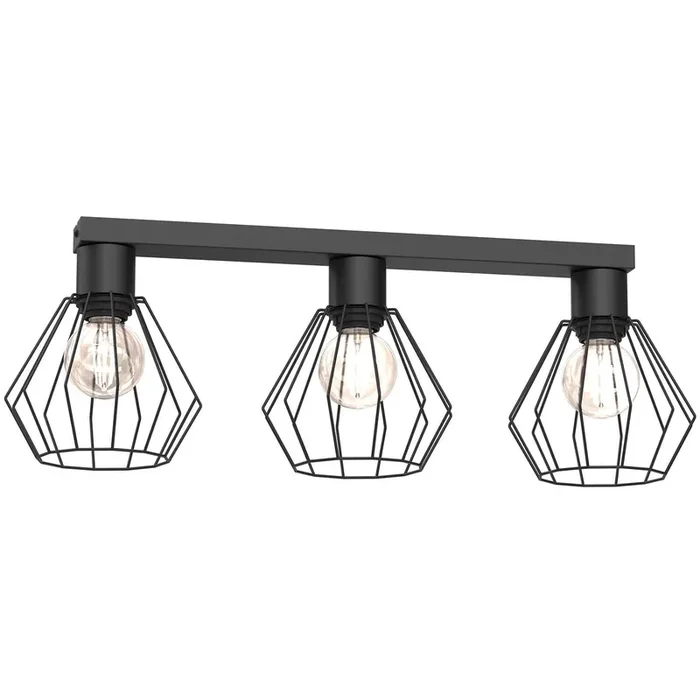 Deckenleuchte Metall Draht Schwarz L:63 cm E27 3-flmg Markenprodukt