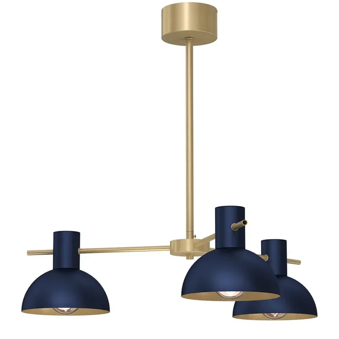 Deckenleuchte Metall Dunkelblau Gold E27 3-flmg elegant Knallerangebot