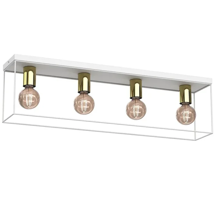 Deckenleuchte Metall Weiß Gold L:75 cm E27 Industrial Premium