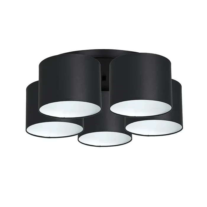 Deckenleuchte Schwarz Weiß Stoff Metall E27 rund Ø58 cm Preisknaller