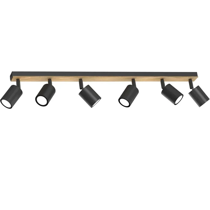 Deckenspot beweglich Holz Metall Schwarz 6-flmg GU10 Heute Kaufen