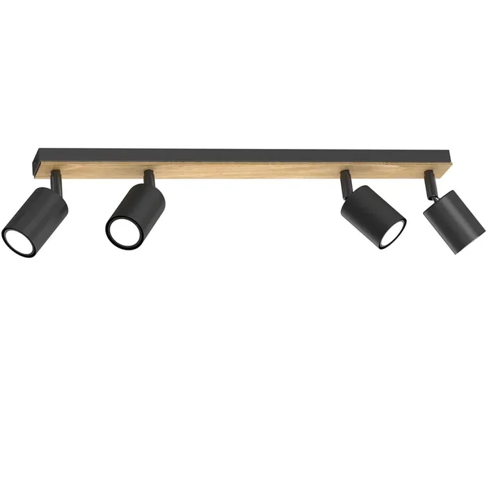 Deckenspot beweglich Holz Metall Schwarz Natur GU10 Sonderaktion
