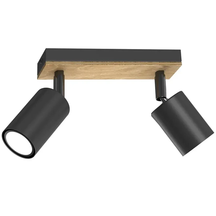 Deckenspot flexibel Holz Metall Schwarz L:20 cm GU10 Exklusiv