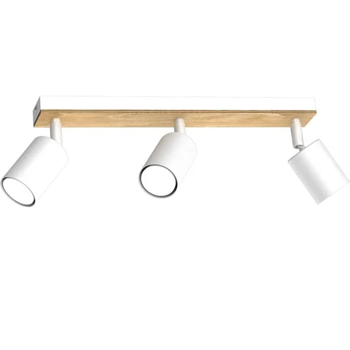 Deckenspot flexibel Holz Metall Weiß Natur 3-flmg GU10 Top-Qualität