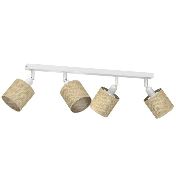Deckenspot Jute Metall Weiß E27 65 cm verstellbar Preiswert