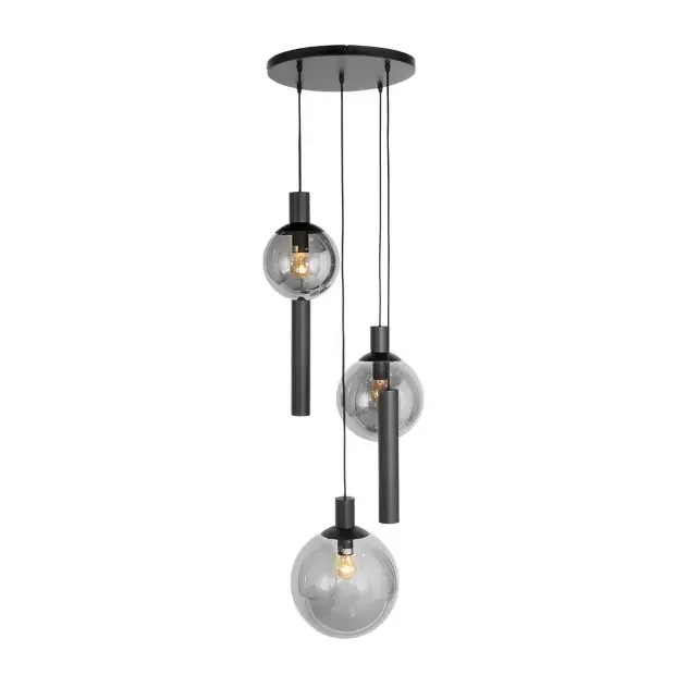 Direkt Vom Hersteller Steinhauer Bollique Pendelleuchte Rauchglas schwarz 5 flammig