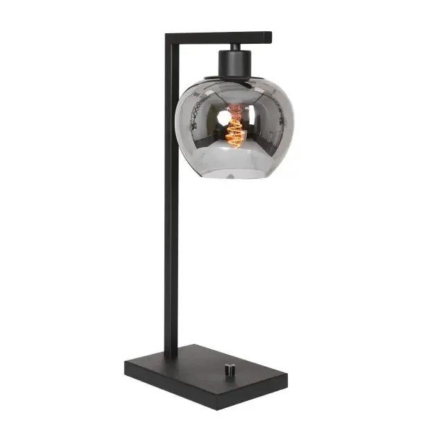 Echt Steinhauer Lotus Tischleuchte Rauchglas schwarz 1 flammig