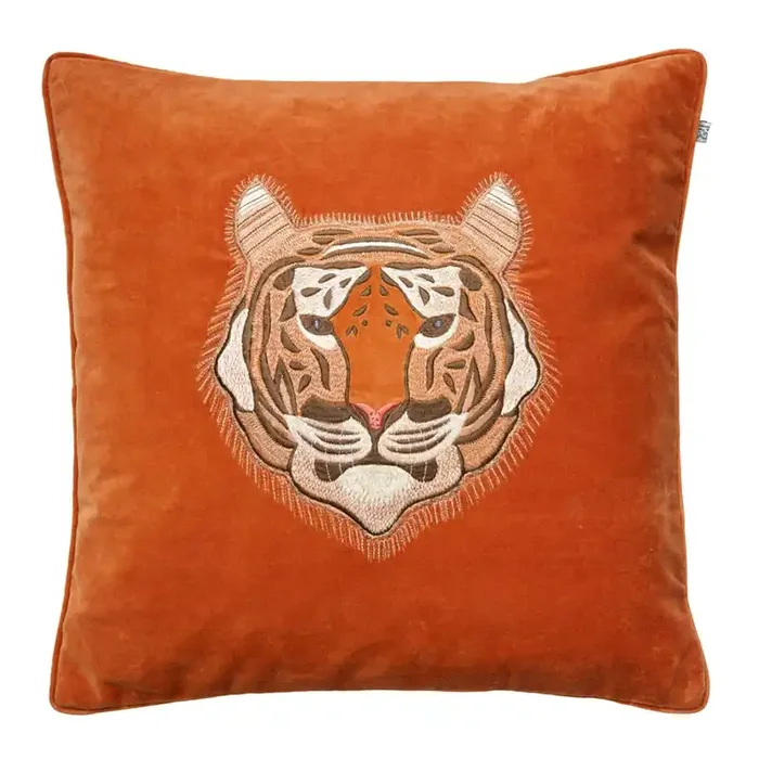 Embroidered Tiger Velvet Kissenbezug 50x50cm Preisreduziert