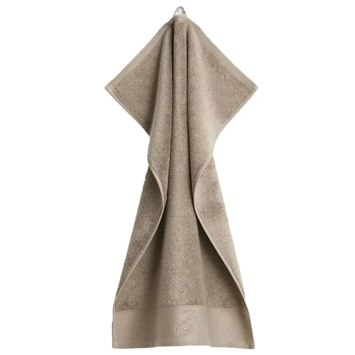 Embroidery Handtuch 50×70 cm Weiß, Taupe Beige Abverkauf