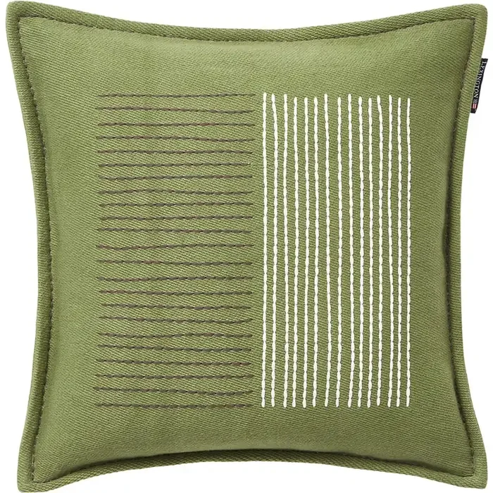 Exklusiv Graphic Recycled Heavy Cotton Twill Kissenbezug 50×50 cm, Grau / Weiß / Grün