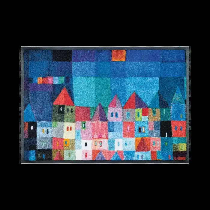 Fußmatte Colourful Houses 50×75 Blau Bunt Top-Qualität