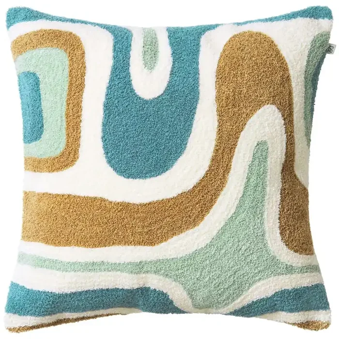 Godavari Kissenbezug Bouclé-Stoff 50×50 cm, Aqua / Sandfarben Neu