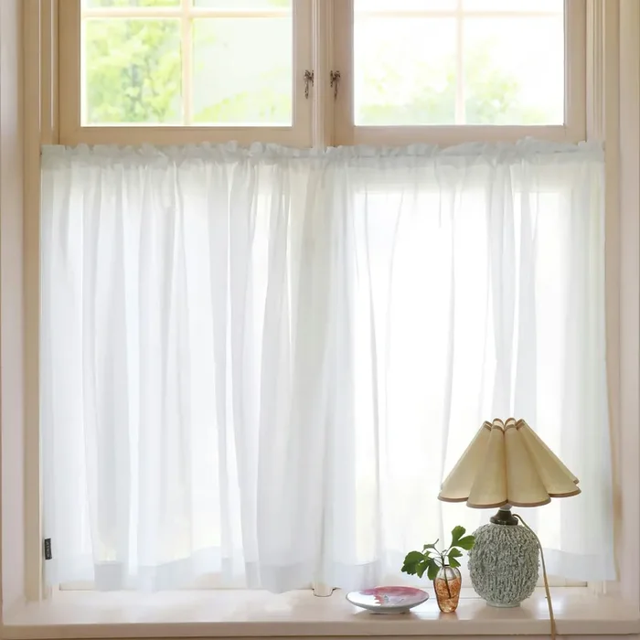 Grace Café Curtain Double Width 290×85 cm, White Billig