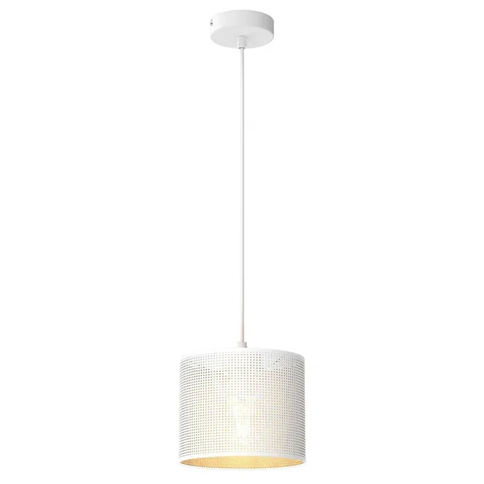 Handgefertigt Pendelleuchte Metall in Weiß Gold Ø18 cm rund E27 Loft