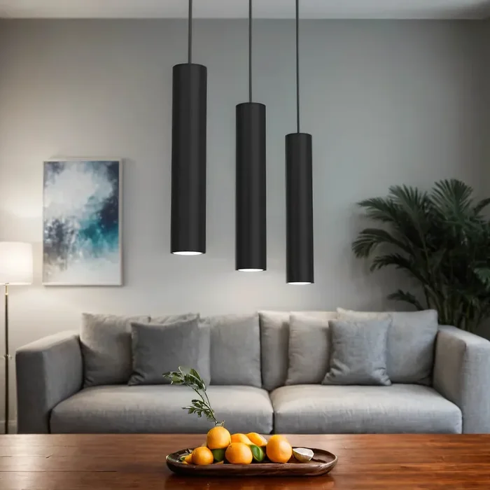 Hängelampe Metall Schwarz Modern 3-flammig GU10 VISHAL Top-Angebot